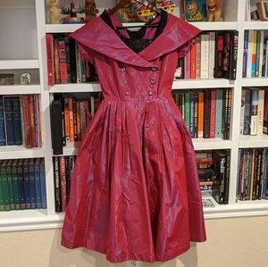 Vintage handmade red cocktail dress 1940s